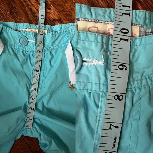 90s/Y2K Vintage Steve & Barry Turquoise Micro Shorts Size 8 Midrise Belted Boho - Picture 8 of 17